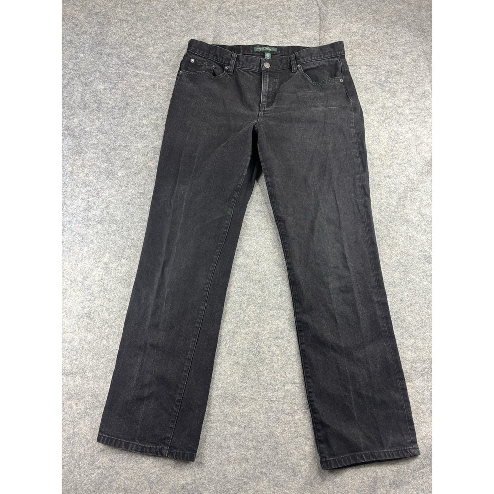 Lauren Jeans Co Ralph Lauren Classic Straight Black Wash Denim Jeans Womens 14